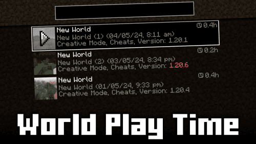 World Play Time Mod (1.21, 1.20.1) – Time Spent In A World Thumbnail