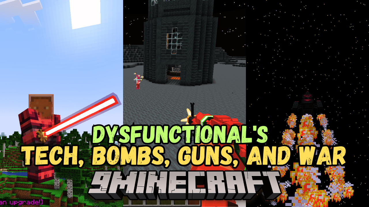 Dysfunctional's Tech, Bombs, Guns, and War Modpack (1.19.2, 1.12.2) - Brings a lot of New Weapons 1