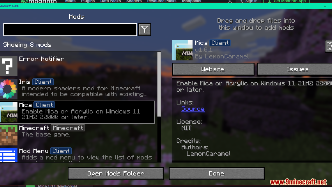 Mica Mod (1.20.6, 1.20.1) - Enable Mica or Acrylic Effects 9