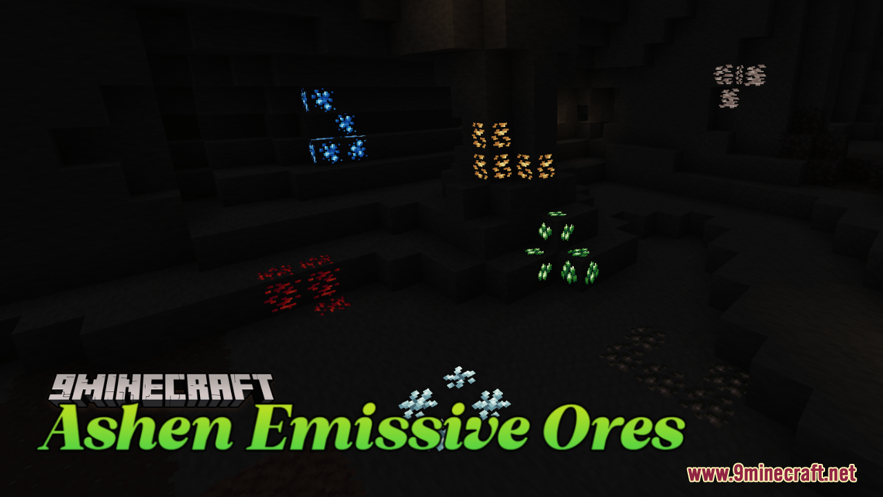 Ashen Emissive Ores Resource Pack (1.21.1, 1.20.1) - Texture Pack 1