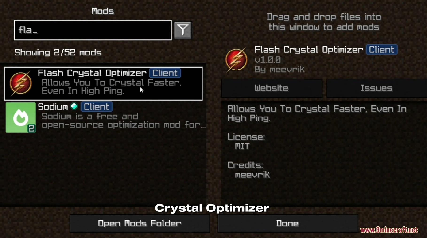 Flash Crystal Optimizer Mod (1.20.1) - Crystal Optimizer For High Ping 2