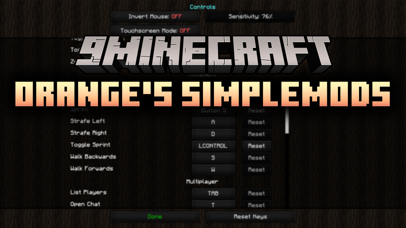 Orange's SimpleMods Mod (1.8.9) - Simple Sprint, Popular HUDs 1