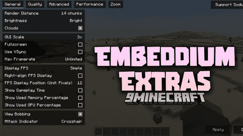 Embeddium Extras Mod (1.16.5) – Performance Tweaks Thumbnail