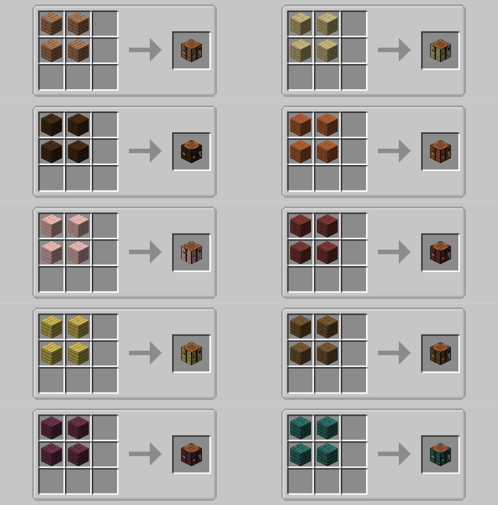 LieOnLion More Crafting Tables Mod (1.21.1, 1.20.1) - Crafting Table Variants 2