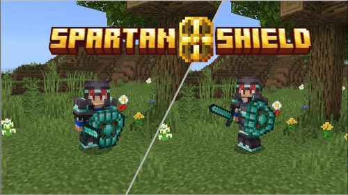 Spartan Shield Addon (1.21) – MCPE/Bedrock Mod Thumbnail