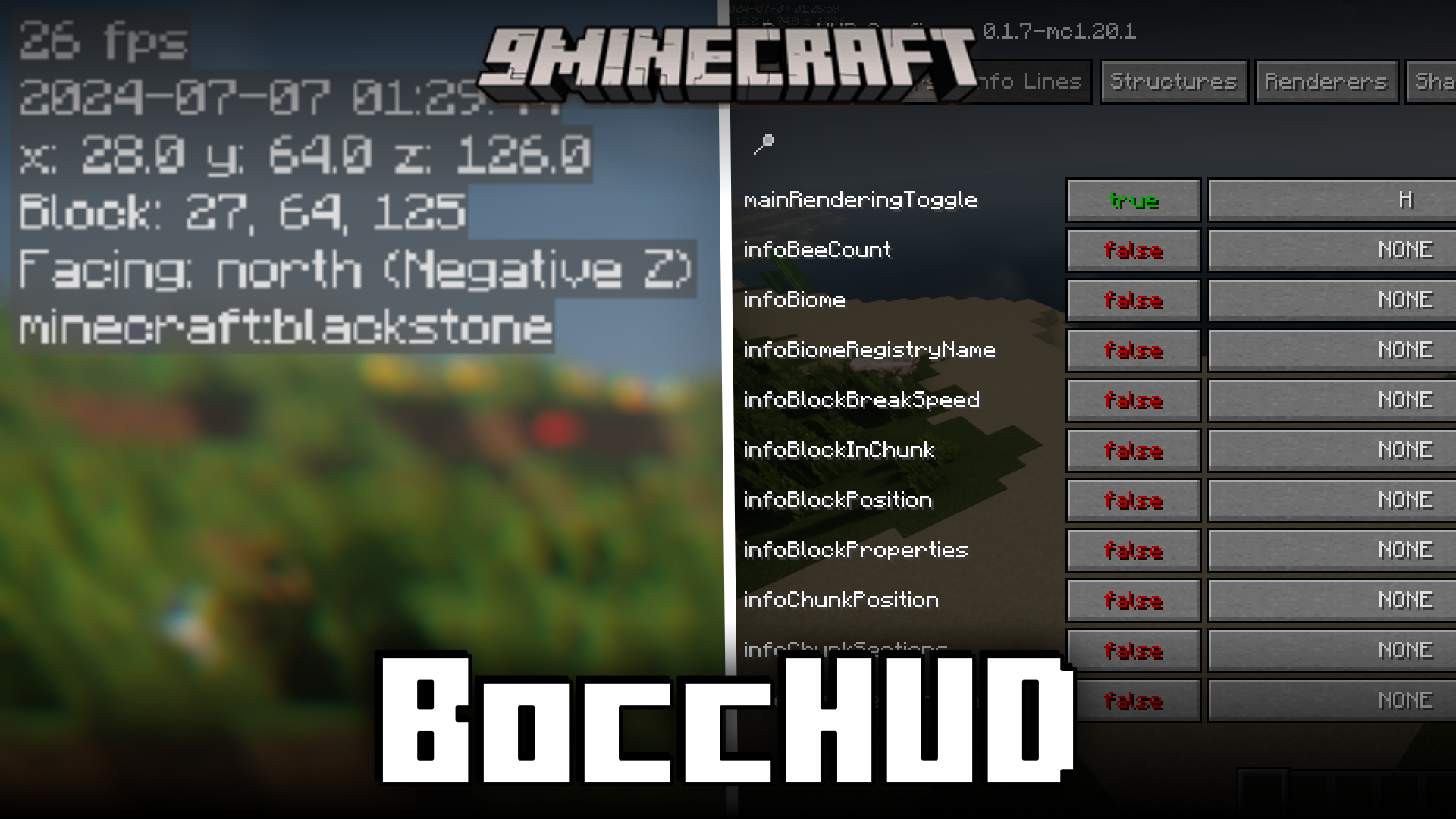 BoccHUD Mod (1.21.1, 1.20.1) - Mini F3 Screen 1