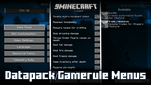 Datapack/Gamerule Menus Mod (1.21.1, 1.20.1) – Edit Gamerules Even After World Creation Thumbnail