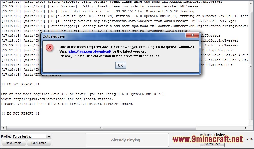 Java Version Checker Mod (1.11.2, 1.10.2) - Showing Outdated Version of Java 2