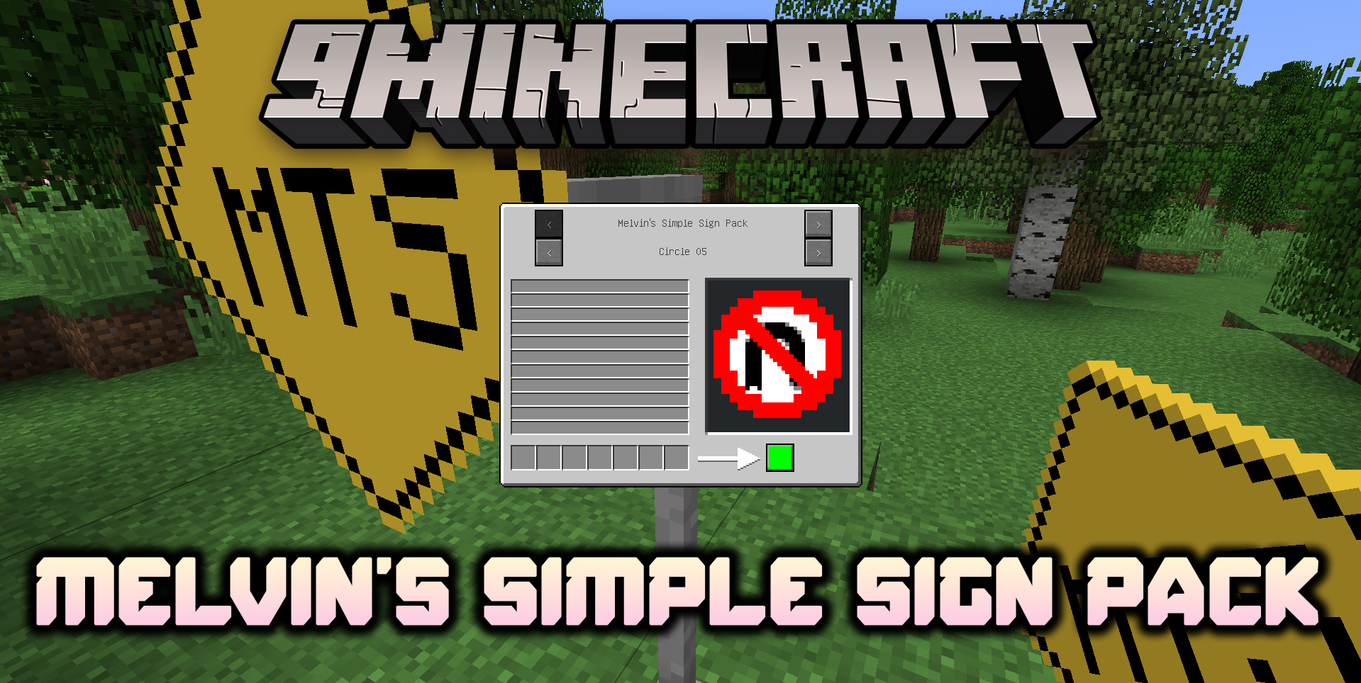 Melvin's Simple Sign Pack Mod (1.12.2) - Special Signs from Road Stuff 1