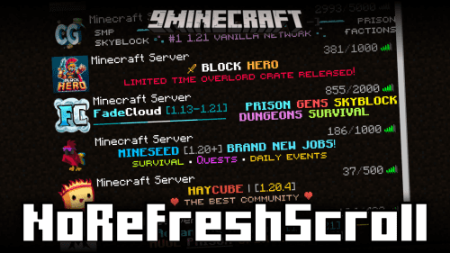 No Refresh Scroll Mod (1.21.1, 1.20.1) – Prevents The Server List From Scrolling Up When Refreshing Thumbnail