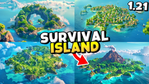 Top 10 Best Survival Island Seeds For Minecraft (1.21.1, 1.21) – Bedrock Edition Thumbnail