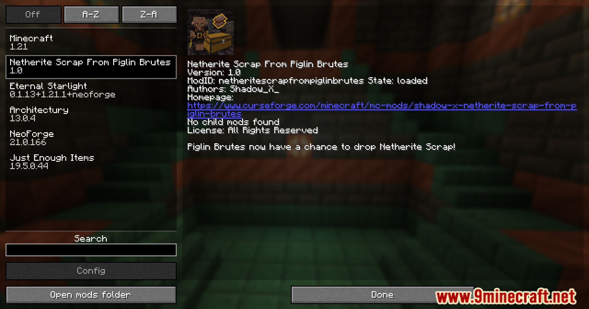 Netherite Scrap From Piglin Brutes Mod (1.21.1, 1.21) - Farm Netherite Scrap From Piglin Brutes 2