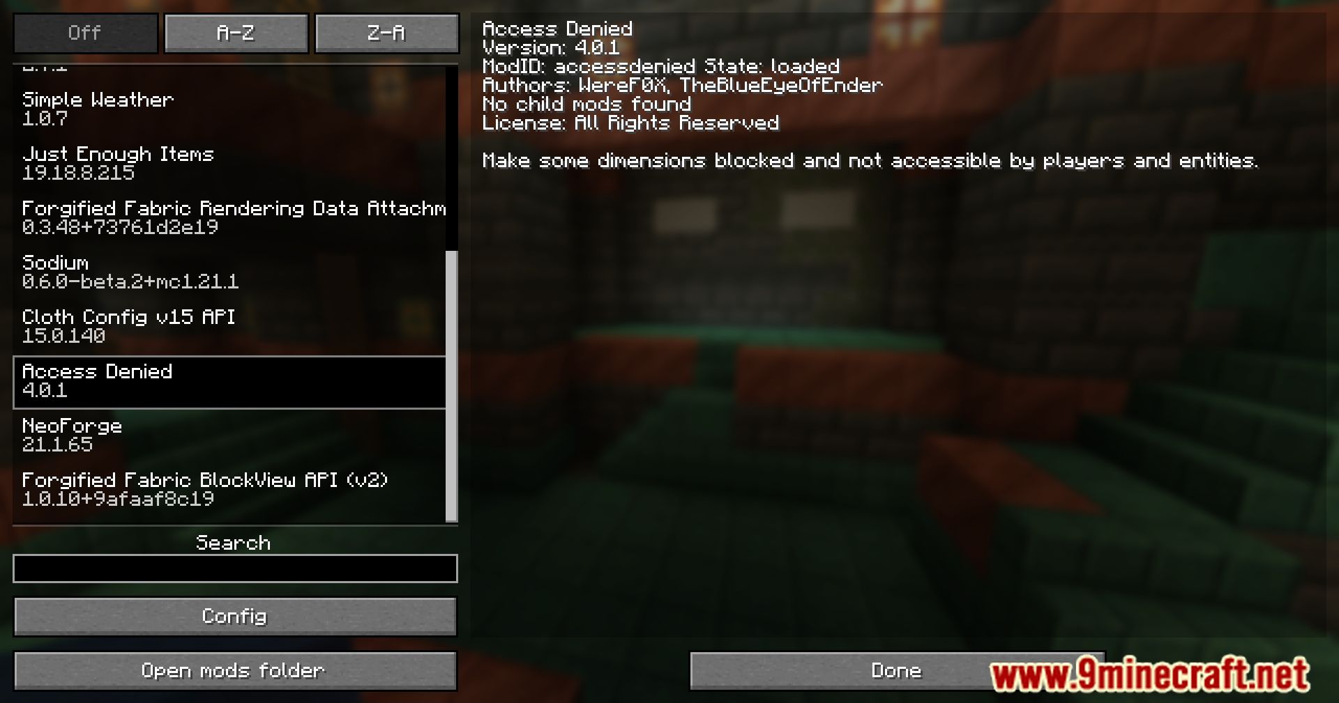 Access Denied Mod (1.21.1, 1.20.1) - Control Dimension Access 2