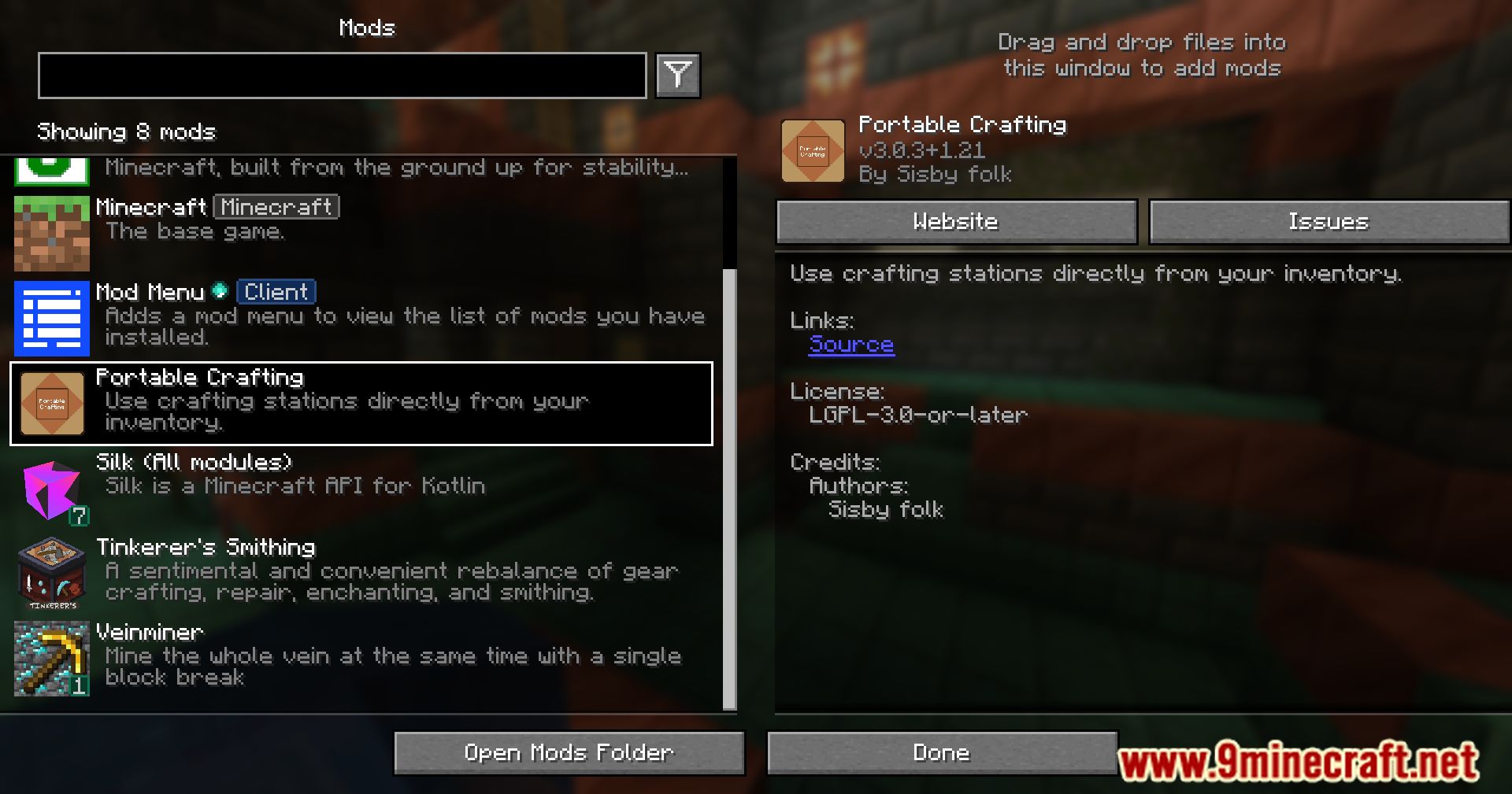 Sisby-folk's Portable Crafting Mod (1.21.1, 1.20.1) - Craft On The Go 2