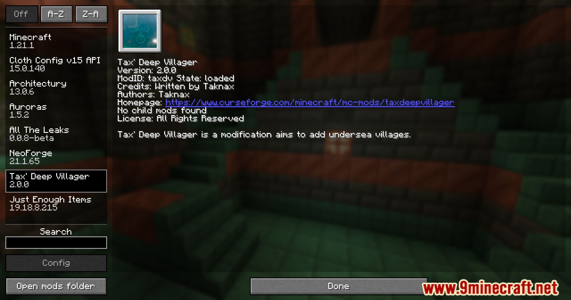 Tax' Deep Villager Mod (1.21.1, 1.20.1) - Explore Underwater Villages 2