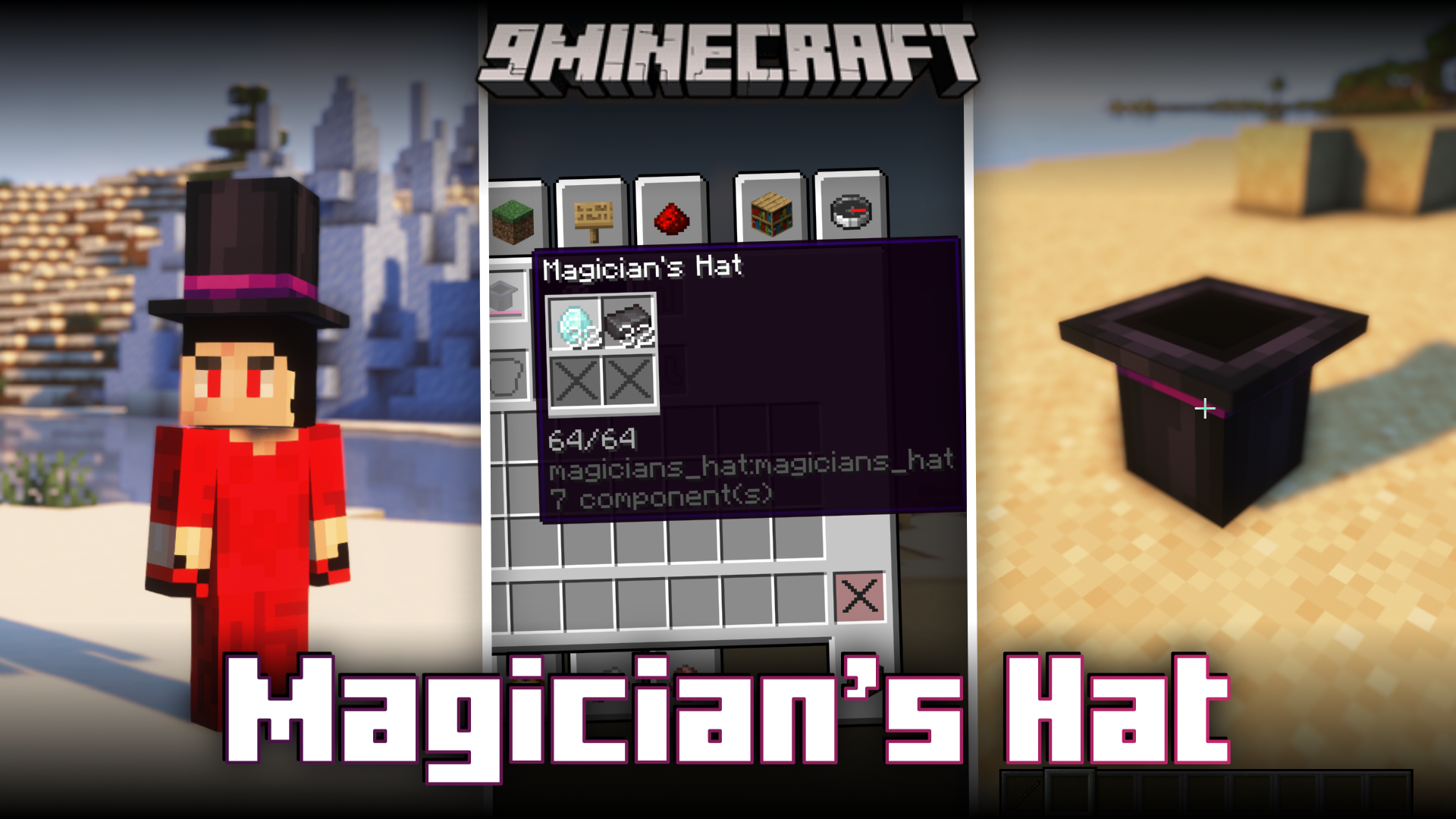 Magician's Hat Mod (1.21.1, 1.21) - Hats That Can Store Items 1