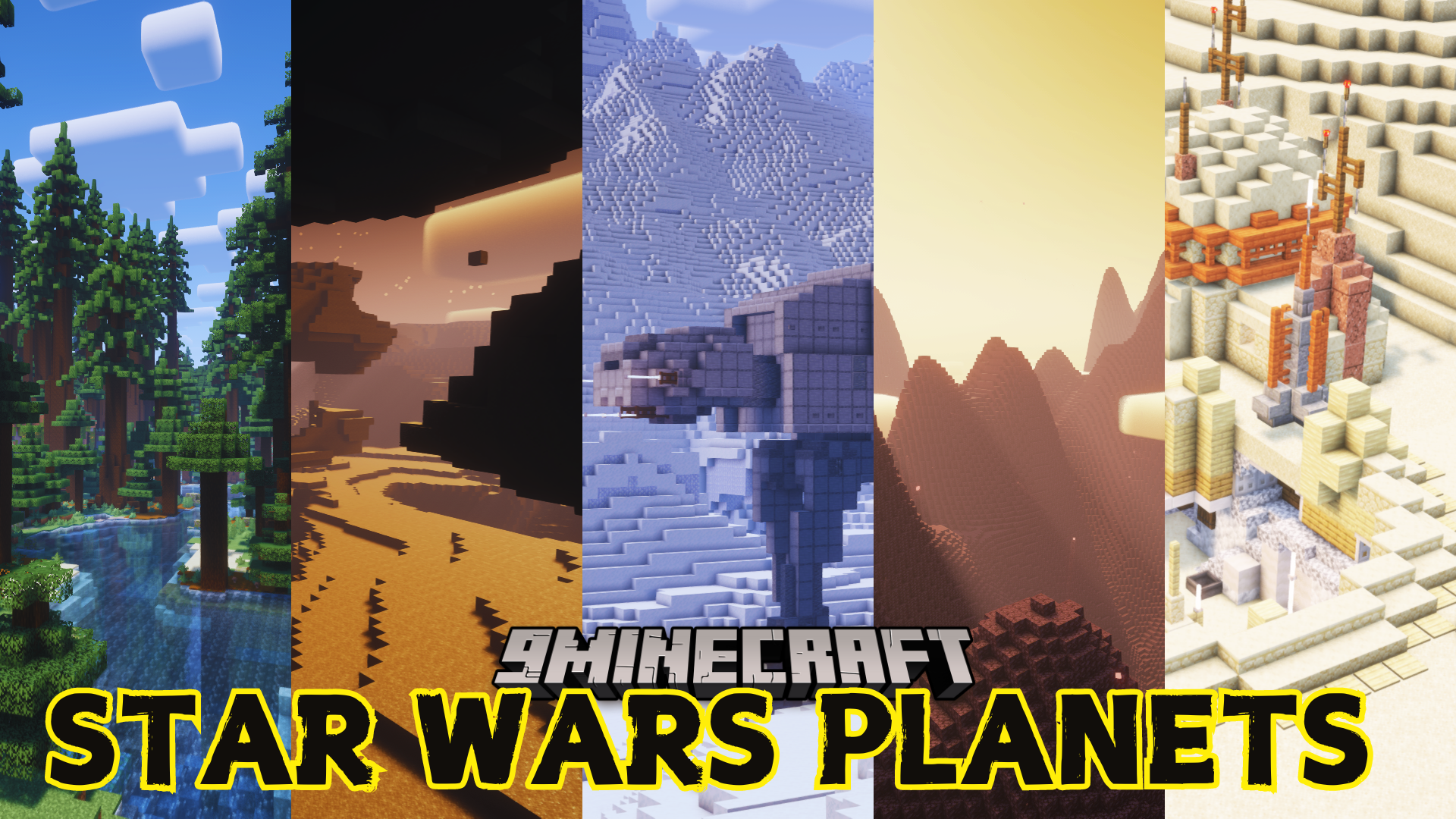 Star Wars Planets Mod (1.21.1, 1.20.1) - Tatooine, Endor, Hoth, and Mustafar 1